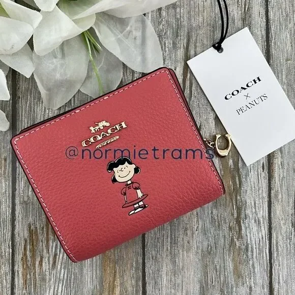 Coach X Peanuts Leather Snap Wallet With Lucy Bag Purse